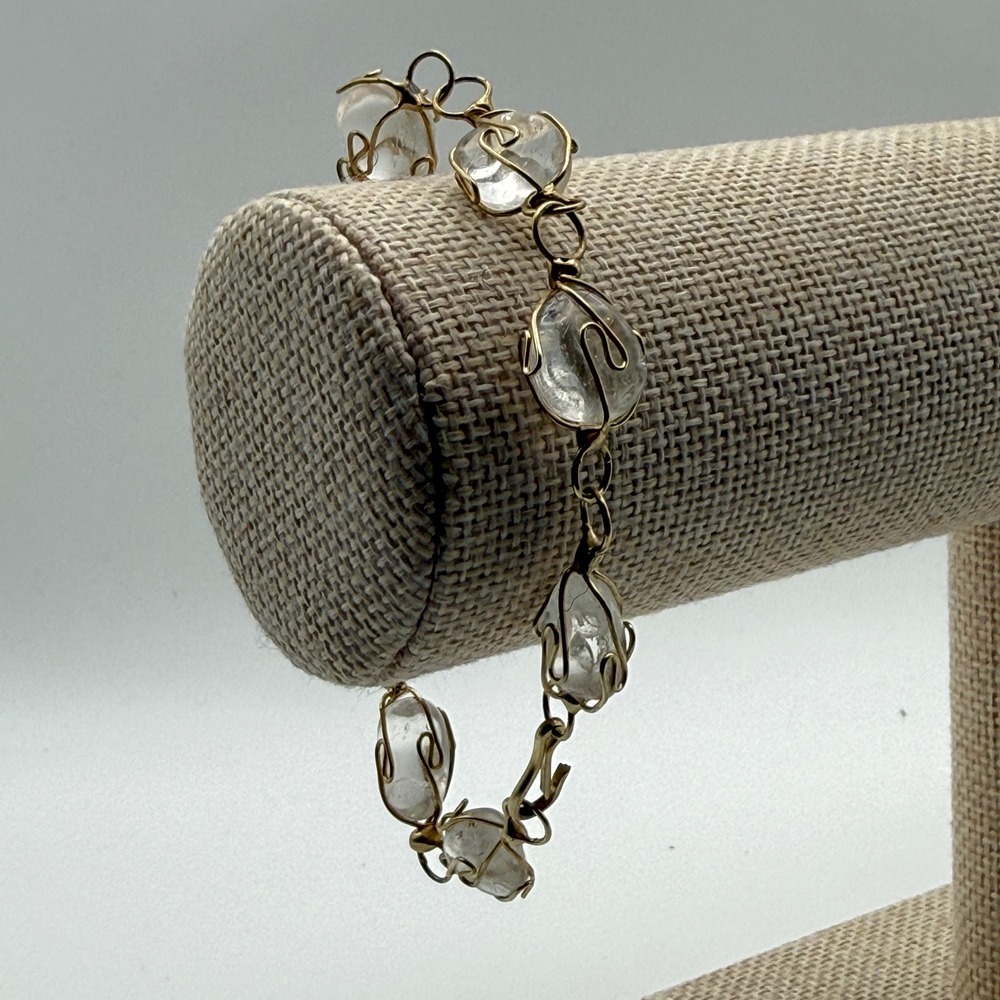 Ethereal Gold Tone Wire Wrap Boho Ethereal Witchy Bracelet OS Gold